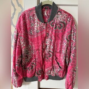 FREE People Pink Paisley flower bomber jacket.   Small